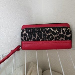 Coach Park Ocelot Accordion Double Zip Around Wallet